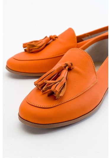 Luvishoes F04 Turuncu Cilt Hakiki Deri Ayakkabı Turuncu