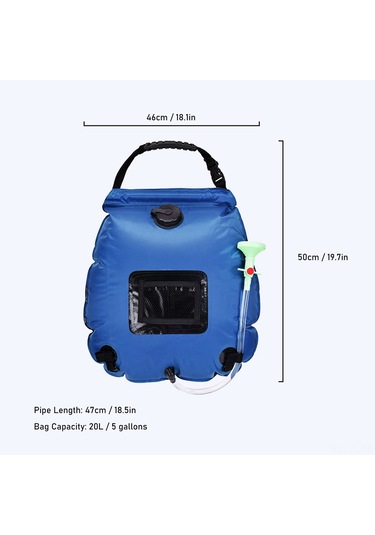 Lemestar 20l Güneş Enerjili Kamp Duş Çantası, Pvc Materyal, 45 C Isıtma, Taşınabilir, Mavı - Dışarıdaki Kamp, Yürüyüş, Balıkçılık İçin Mavi