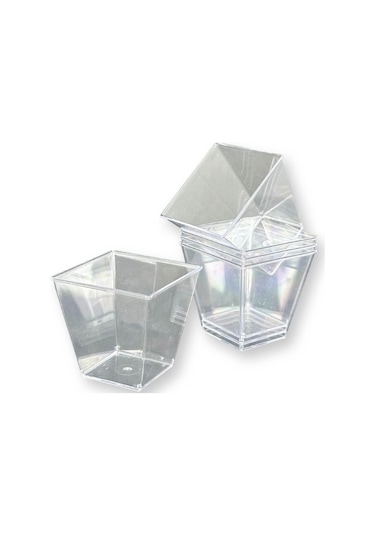 50 Adet Kübik Prizma Magnolya Tatlı Kasesi Kapaksız 200cc