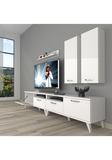 Decoraktiv Eko 5200d Slm Retro Tv Ünitesi Tv Sehpası Beyaz