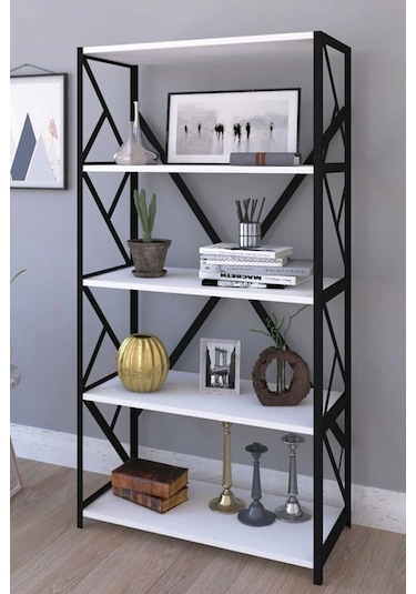 Mobigoom Dekoratif 5 Rafli Kitaplik Beyaz Beyaz