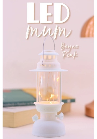 Led Mum Kamp Lambası 1 Adet - Tipi Pil Dahil Dumansız Alev Ledli Dekoratif Mum Dekor Işığı Beyaz Pt437 Beyaz