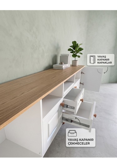 Life Tv Ünitesi %100 Mdf Beyaz - Meşe