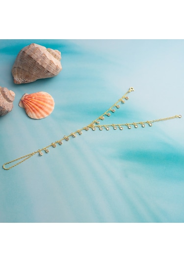 Queen Silver Jewelry 925 Ayar Gümüş Ful Zirkon Taş Sallantılı Şahmeran Altın