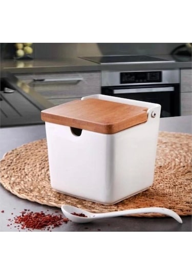 Gönül Gnl 3450 Porselen Tuz Saklama Kabı 10x10x10cm Beyaz