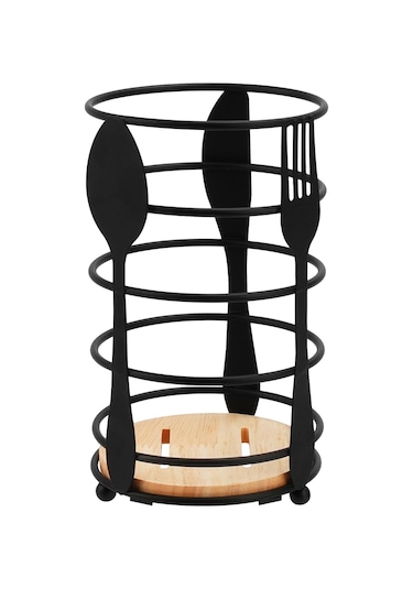 Paslanmaz Çelik Mutfak Gereçleri Tutucu, Mutfak Gereçleri Saklama Mutfak Aksesuarları, Siyah 16,5x10x10 Cm Diğer