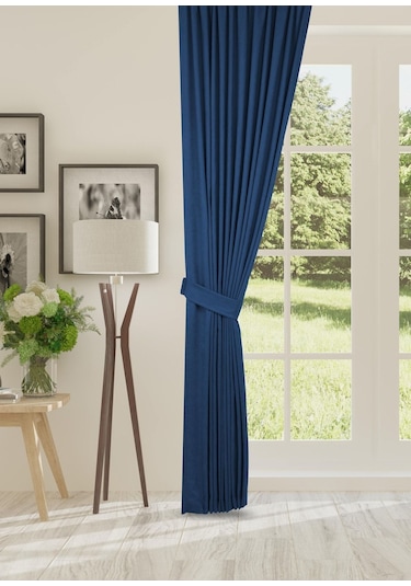 Cheap's Home Petek Dokulu Kadife Dokuma Seyrek 1 X 2 Pileli Fon Perde Lacivert