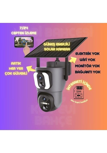 Güneş Enerjili Solar Kamera 5mp Çift Lens 238-132888