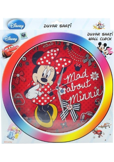 Ykc Minnie Mickey Mouse Çocuk Odası Duvar Saati-Lisanslı Çok Renkli