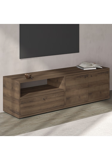 Pao Kapaklı Minimal TV Sehpası – 136 cm, Antik Ceviz