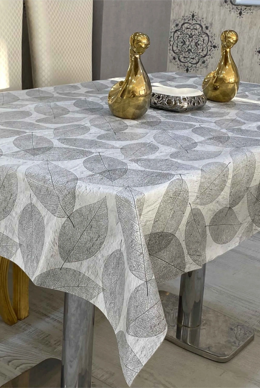 Rona Home Pvc Kaymaz Elyaf Tabanlı Silinebilir Masa Örtüsü Su Geçirmez Muşamba Sofra Bezi Tüm Çeşitler Gri