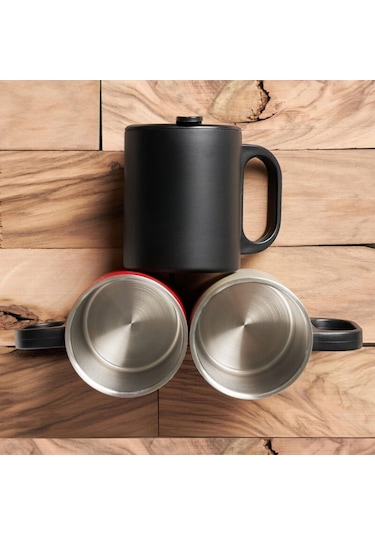 Paslanmaz Çelik Mug, Paslanmaz Çelik Termos Bardak-300 Ml Kırmızı
