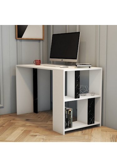 Variant Lima Çalışma Masası Ve Kitaplık Takımı - Beyaz / Siyah Me Beyaz