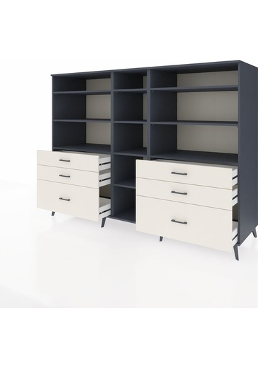 Kronos Dolap 10 Raflı 6 Çekmeceli 220x59x163 Antrasit-antrasit/a Antrasit-antrasit/aytaşı