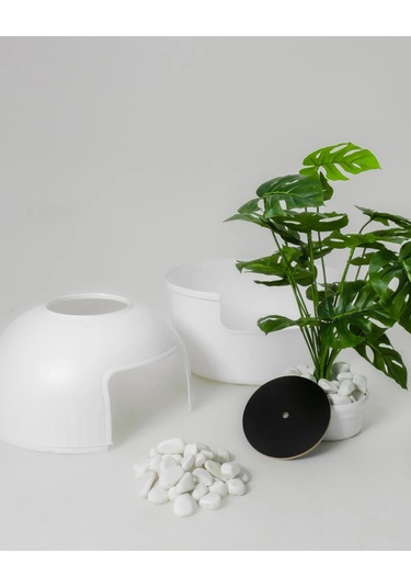 Reyo Dekorapet Dekoratif Kedi Tuvaleti Beyaz