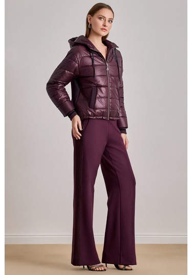 Günlük Giyim Bordo Kapitoneli Mont Bordo