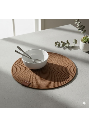 Amerikan Servis Runner 6 Lı Sunum Supla Çeyiz Takımı Örgü Tabak Altı Yanmaz Kahverengi