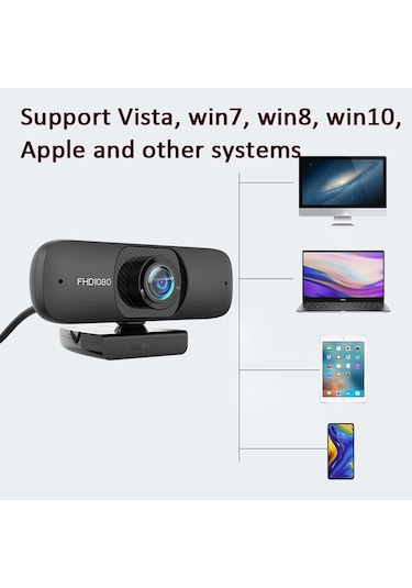 Sones Süper Net Sürüm 1080p C60 Web Yayını Web Kamerası Mikrofonlu Yüksek Çözünürlüklü Bilgisayar Kamerası, Kablo Uzunluğu: 2,5 M