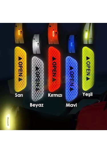 Araç Kapı Open Reflektör Araba Oto Sticker Yapıştıma 4 Adet