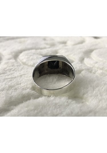 Siyah Zirkon Ve Markazit Taşlı 925 Ayar Gümüş Erkek Yüzük