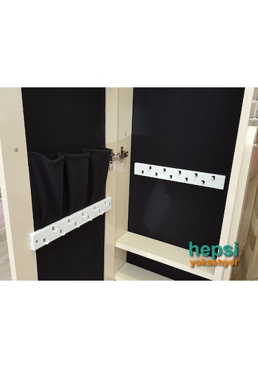 Ayna Denizi Klasik Model Krem Renk Ayaklı Boy Aynalı Takı Dolabı