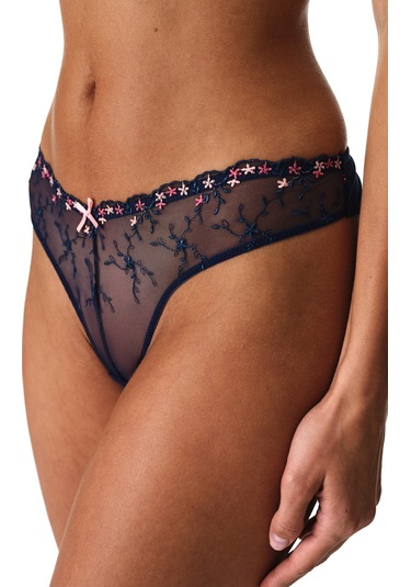 Penti Lacivert Broidery Brazilian Külot