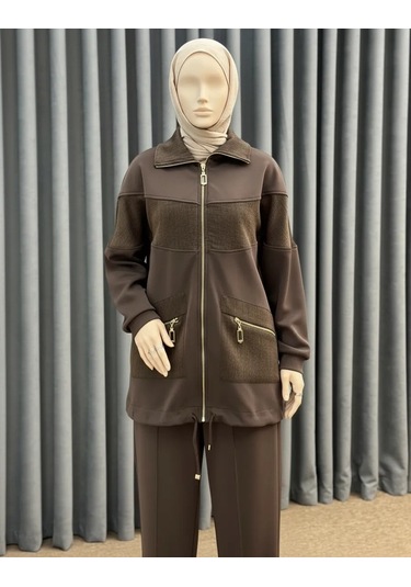 Nuss 1089 Çep Detayli Pantolonlu Takım - Kahve