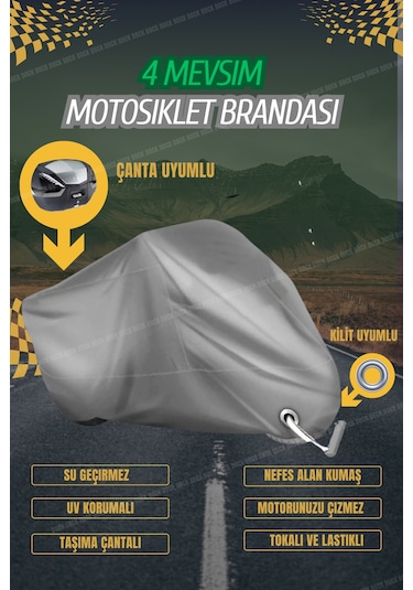 Gri-gilera Gfr 125 Kilit Ve Çanta Uyumlu Motosiklet Brandası 4mevsim