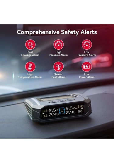 Boatshop1 Ynf Siyah Güneş Lastik Basınç İzleme Sistemi 4 Dış Sensörlü Basınç Ve Sıcaklık Okuma Titreşim Algılama