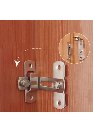 Padalink Stainless Steel 90 Derece Katlanabilir Kilitli Kapı Kancası - 2 Adet Anti-kaçak Filtreli Kilitli Çubuk, Ev Ve Ticari Güvenlik