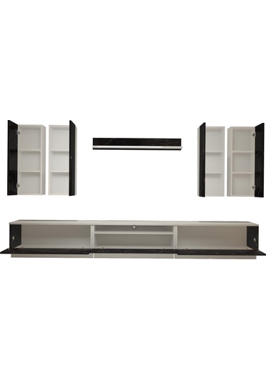 Decoraktiv Trendstyle 8d Mdf Tv Ünitesi Tv Sehpası Beyaz - Siyah Mermer