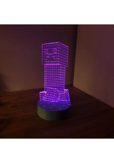 Minecraft Creeper 3d Led Gece Lambası Çocuklara Özel Hediyelik
