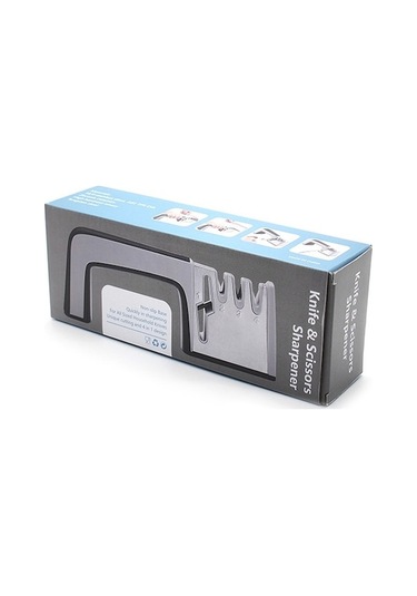 Pazly 4'ü 1 Arada Paslanmaz Çelik Dört Bölümlü Bileme Aleti Siyah, Pratik Bıçak Düzenleyici, Mutfak Araçları