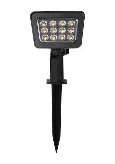 Qingmipy "12 Led Güneş Enerjili Bahçe Aydınlatma Spotu - Su Geçirmez, Ayarlanabilir Açılı, Otomatik Açma/kapama" Siyah