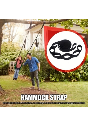 Elmpaly 400 Lb Kapasiteli 2 Askılı Hamak Askısı - Siyah Sku - Kamp Yürüyüş Salıncak Siyah