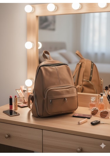 Newish Polo Donna Model Sırt Çantası-yıkama Suni Deri Sütlü Kahverengi