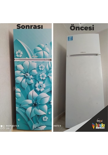 Buzdolabı Ve Bulaşık Makinesi Kapak Folyo Kaplama 3D Çiçek