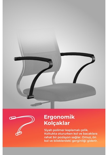 Ergolife Sit Air Ofis Koltuğu Tekerlekli, Yükseklik Ayarlı, Fileli, Siyah, Bilgisayar Sandalyesi -572.60.1.152 Diğer