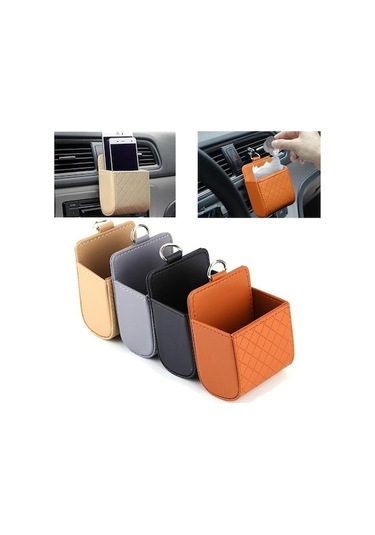 Novahub Gri Evrensel Araba Cep Telefonu Çantası Pu Deri Araba Oto Çıkış Hava Firar Çöp Kutusu Cep Telefonu Tutucu Ba Gri