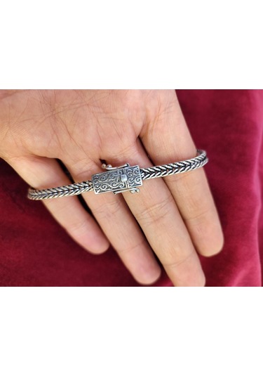 Modagümüşevi Hasır Örgülü Gümüş Erkek Bileklik