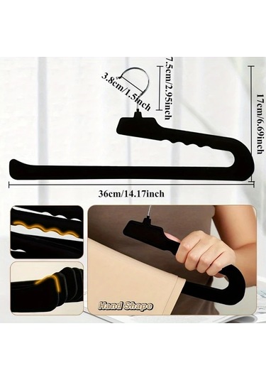 Xuweiwei 5 Adet Siyah Kadın Pantolon Askısı, Z Şekilli Dolaplık İçin Kaymaz Askı Seti Siyah