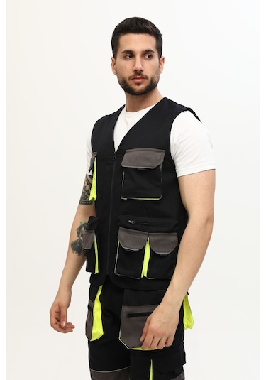 Uniprom Yelek Lizbon Model Çok Cepli Harman Kumaş Lacivert