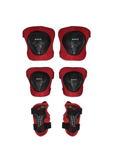 Delta Paten Kaykay Scooter Bisiklet Koruyucu Seti Small Siyah - Kırmızı