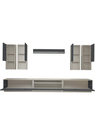 Decoraktiv Trendstyle 8da Mdf Tv Ünitesi Tv Sehpası Beyaz - Antrasit