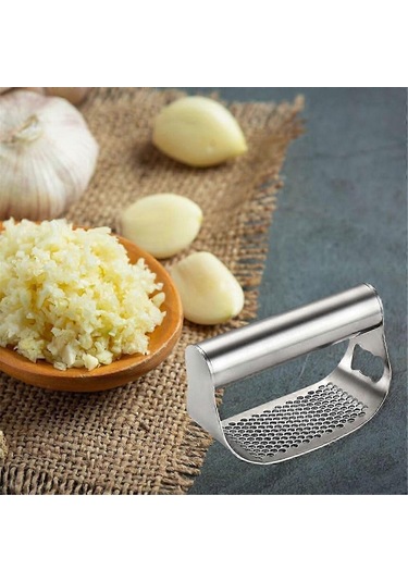 Paslanmaz Çelik Sarımsak Presi, Yeni Sarımsak Presi Salıncağı, Sarımsak Ezmek İçin Rahat Saplı Sarımsak Doğrayıcı Mutfak Aletlerigümüşbeyaz Siyah