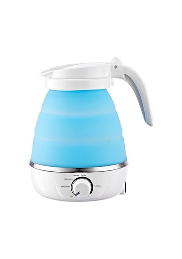Seyahat İçin Katlanabilir Silikon Su Kaynaticısı, 5 Seviye Sıcaklık Ayarlı, 0.6l, Otomatik Kapatma, Avrupa Standardı Mavi Mavi Mavi