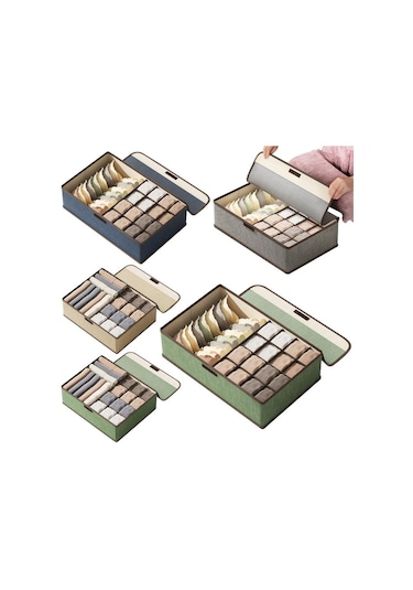 Lacivert Katlanır Çekmece Organizatör Elbise Kutusu T-shirt Kot Tayt Dolap Saklama Kutusu 13 13 Grids Lacivert