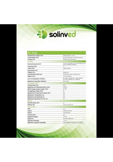 Solinved Gordion Serisi 3.6 Kw 24v Mppt Off-grıd İnverter