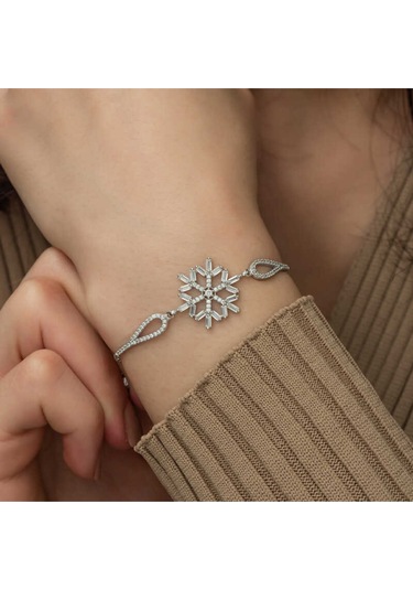 Casera's Gümüş Baget Taşlı Kar Tanesi Bileklik Csr2183297 Gümüş