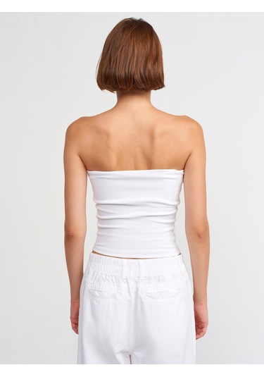 Dilvin Baskılı Crop Top  101a20667 Beyaz